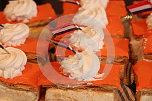 Orange tompouce pastry for Dutch King\'s Day