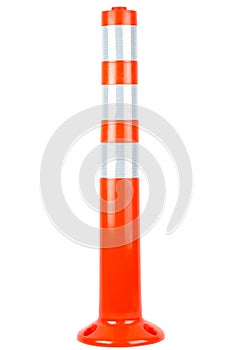 Orange traffic bollard with isolated white background with clipping path