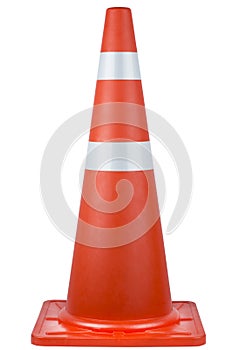 Orange traffic cone with isolated white background clipping path
