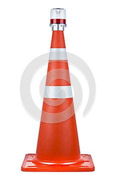 Orange traffic cone with isolated white background with light clipping path