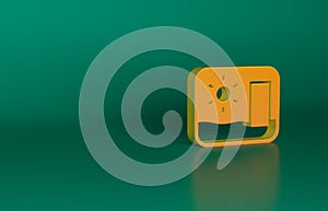 Orange Travel postcard icon isolated on green background. Tourist greeting card. Minimalism concept. 3D render