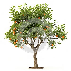 Orange tree 3D modeling PSD file realistic isolated on white background