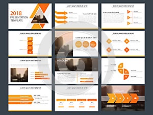 Orange triangle Bundle infographic elements presentation template. business annual report, brochure, leaflet, advertising flyer,