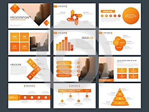 Orange triangle Bundle infographic elements presentation template. business annual report, brochure, leaflet, advertising flyer,