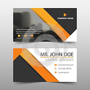 Orange triangle corporate business card, name card template ,horizontal simple clean layout design template ,