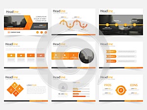 Orange triangle presentation templates, Infographic elements template flat design set for annual report brochure flyer leaflet ma