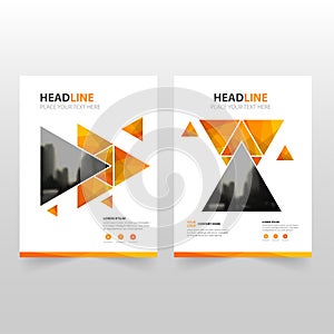 Orange triangle Vector annual report Leaflet Brochure Flyer template design, book cover layout design