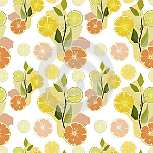 orange twigs limon seamless pattern