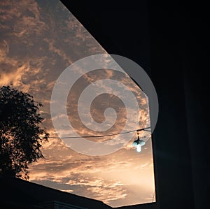 orange twilight clouds in the afternoon in my home