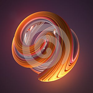 Orange twisted shape. Computer generated abstract geometric 3D render illustration