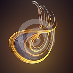 Orange twisted shape. Computer generated abstract geometric 3D render illustration