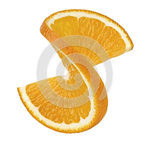 Orange twisted slice 2 isolated on white background