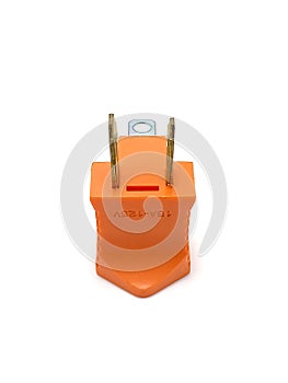 Orange two prong electrical plug