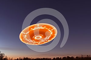Orange UAP UFO Hovering At Night