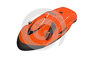 Orange underwater scooter seabob isolated on white background. Equipment for scuba diving to better dive with less energy exertion