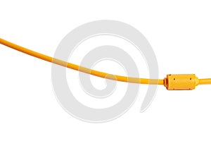 Orange USB cable isolated on white background