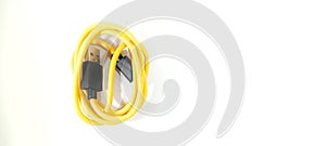 Orange USB Cable White Background