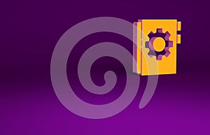Orange User manual icon isolated on purple background. User guide book. Instruction sign. Read before use. Minimalism