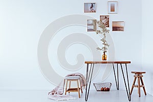 Simple dining room with stools