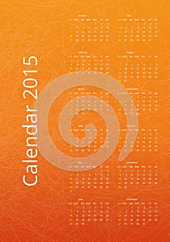 Orange vector calendar 2015