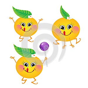 Orange, vector character on a white background.