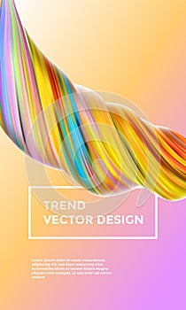 Orange vector digital painting abstract background. Creative vivid 3d flow paint wave. Trendy yellow liquid banner template