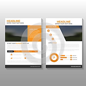 Orange Vector Leaflet Brochure Flyer business proposal template design, book cover layout design, Abstract orange template