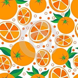 Orange. Vector seamless background with oranges