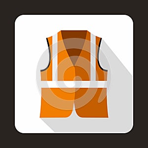 Orange vest icon, flat style