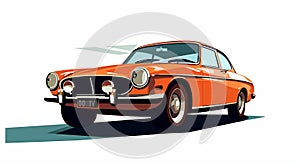 Orange Vintage Car: Crisp Neo-pop Illustrations And Minimalist Portraits photo