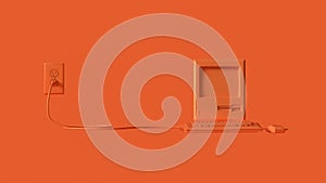 Orange Vintage Computer Keyboard and Mouse