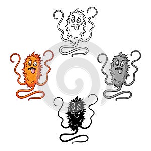 Orange virus icon in cartoon,black style isolated on white background. Viruses and bacteries symbol stock vector