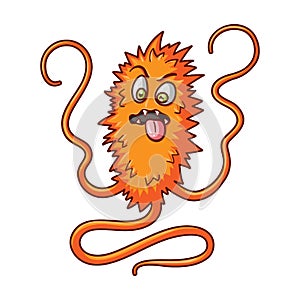 Orange virus icon in cartoon style isolated on white background. Viruses and bacteries symbol stock vector illustration.