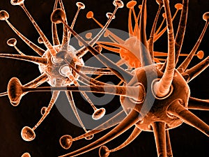 Orange viruses - 3D illustration