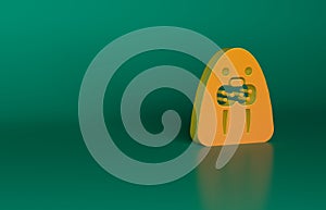 Orange Walrus animal icon isolated on green background. Minimalism concept. 3D render illustration