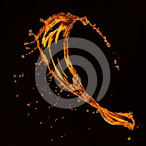 Orange water splash isolated