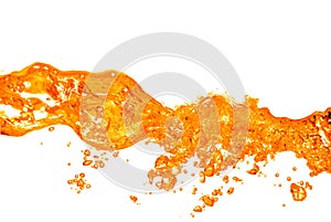 Orange water splash isolated on white