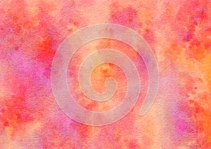 Orange watercolor paper background, abstract wet impressionist paint pattern, graphic design