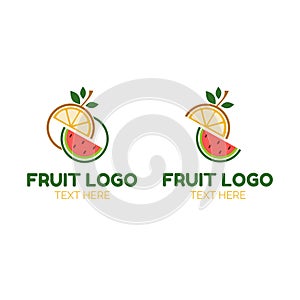 Orange watermelon Fruit slice juice logo concept design vector illustration