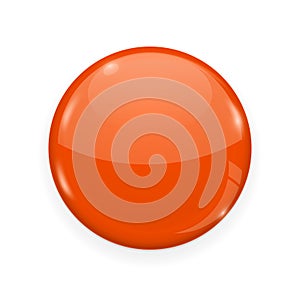 Orange web button isolated on white background. Round 3d icon