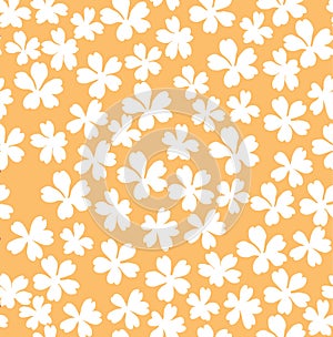 Orange White Floral Pattern Background