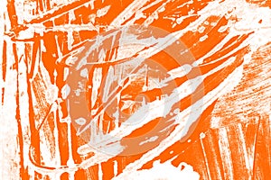 Orange white  paint brush strokes background