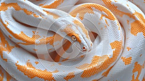 Orange and White Python Snake Coiled Beautifully