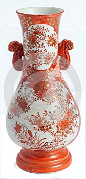 Orange and white Satsuma vase
