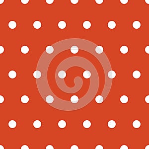 Orange and white seamless polka dot pattern. vector modern design illustration