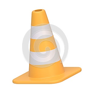 Orange and white striped traffic cone isolated on a white background