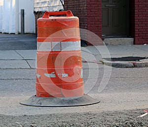 Orange and White Traffic Barrier