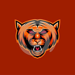 Orange wild cat mascot logo