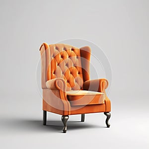 Orange Wingback Chair