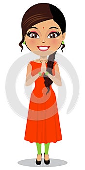 A vector of an Indian woman in a salwar kameez isolated on white. - Vector